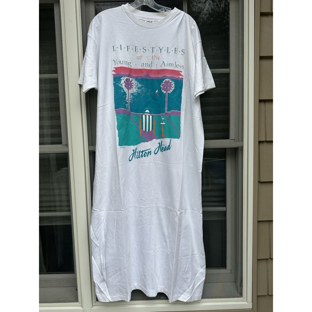 Vintage Hilton Head Long Nightshirt " lifestyles of the rich & aimless" OSFA
